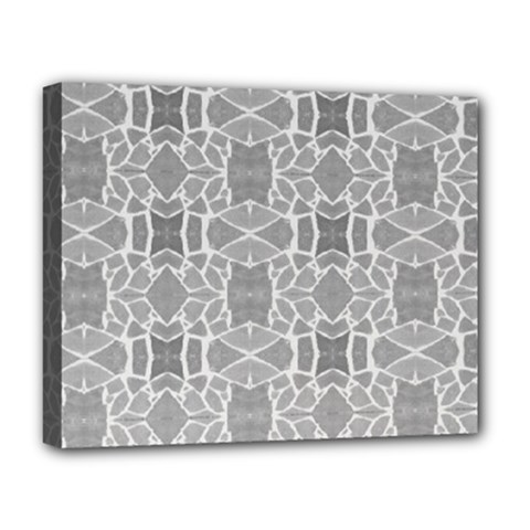 Grey White Tiles Geometry Stone Mosaic Pattern Deluxe Canvas 20  X 16  (framed) by yoursparklingshop
