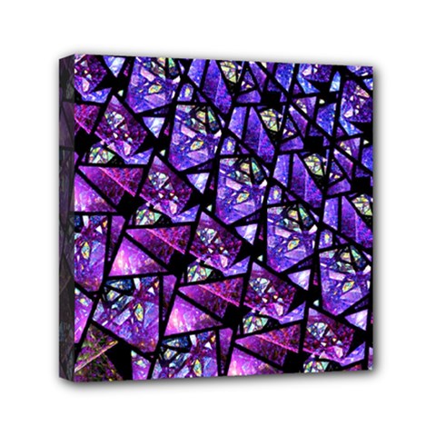  Blue Purple Glass Mini Canvas 6  X 6  (framed)