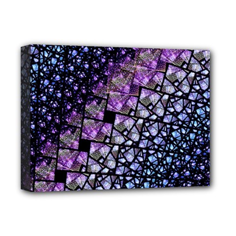 Dusk Blue And Purple Fractal Deluxe Canvas 16  X 12  (framed)  by KirstenStar