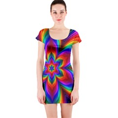 Rainbow Flower Short Sleeve Bodycon Dress by KirstenStar