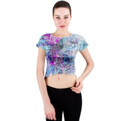 Graffiti Splatter Crew Neck Crop Top by ArtistRoseanneJones