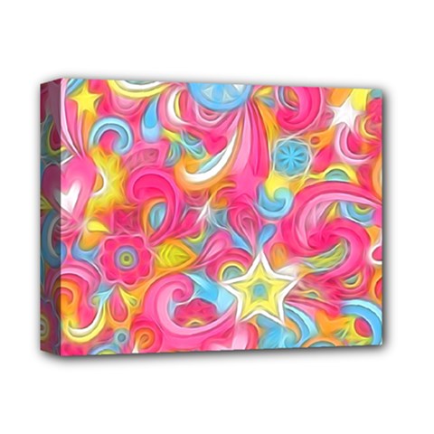 Hippy Peace Swirls Deluxe Canvas 14  X 11  (framed) by KirstenStar