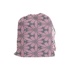Pink Flowers Pattern Drawstring Pouch