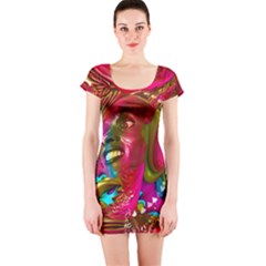 Music Festival Short Sleeve Bodycon Dress by icarusismartdesigns
