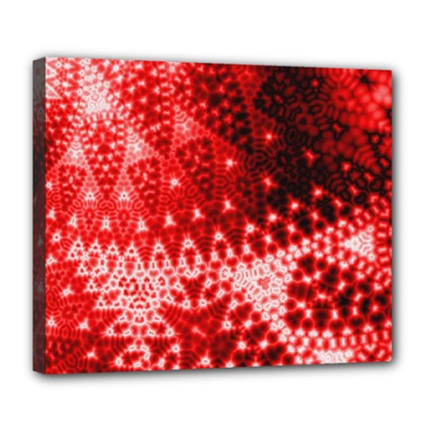 Red Fractal Lace Deluxe Canvas 24  X 20  (framed) by KirstenStar