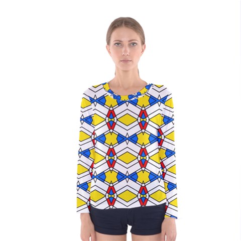 Colorful Rhombus Chains Women Long Sleeve T-shirt by LalyLauraFLM