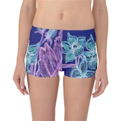 Purple, Pink Aqua Flower Style Boyleg Bikini Bottoms by Rokinart
