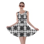 Black Abstract Futuristic Pattern Skater Dress