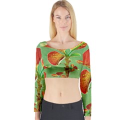 Tropical Floral Print Long Sleeve Crop Top (tight Fit) by dflcprints
