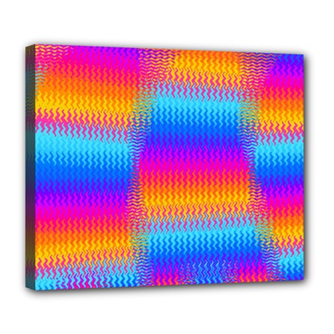 Psychedelic Rainbow Heat Waves Deluxe Canvas 24  X 20   by KirstenStar
