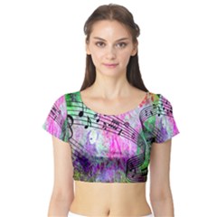 Abstract Music  Short Sleeve Crop Top