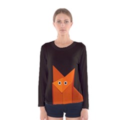 Dark Cute Origami Fox Women s Long Sleeve T-shirt