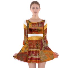 India Print Realism Fabric Art Long Sleeve Skater Dress by TheWowFactor