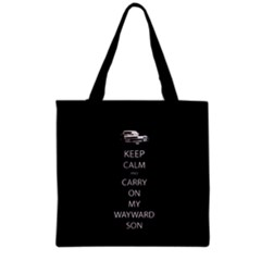 Carry On Centered Grocery Tote Bags by TheFandomWard