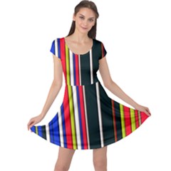 Hot Stripes Red Blue Cap Sleeve Dresses by ImpressiveMoments