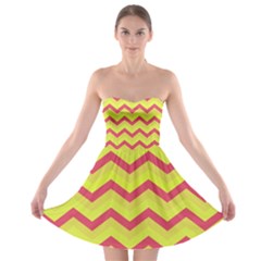 Chevron Yellow Pink Strapless Bra Top Dress