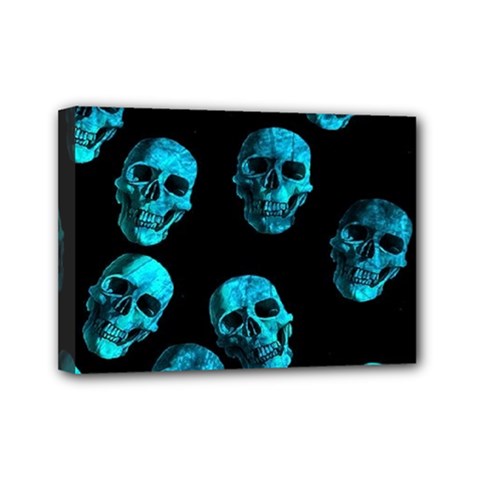 Skulls Blue Mini Canvas 7  X 5  by ImpressiveMoments