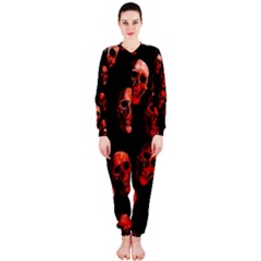 Skulls Red Onepiece Jumpsuit (ladies)  by ImpressiveMoments