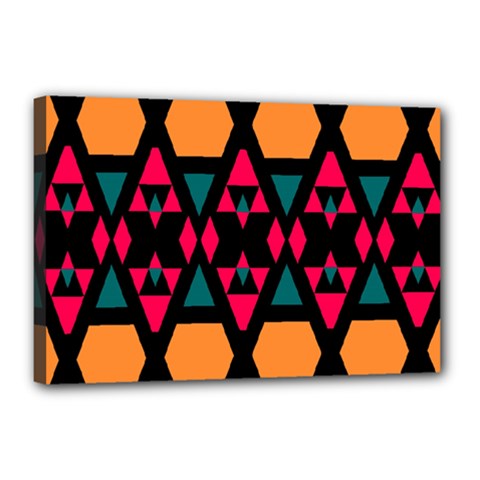Rhombus And Other Shapes Pattern Canvas 18  X 12  (stretched) by LalyLauraFLM