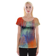 Abstract In Green, Orange, And Blue Women s Cap Sleeve Top by digitaldivadesigns