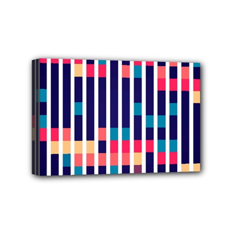 Stripes And Rectangles Pattern Mini Canvas 6  X 4  (stretched) by LalyLauraFLM