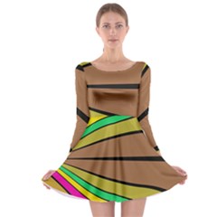 Symmetric Waves Long Sleeve Skater Dress by LalyLauraFLM