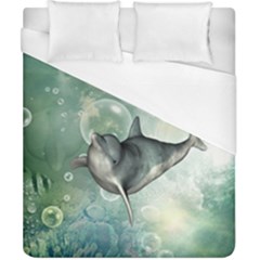 Funny Dswimming Dolphin Duvet Cover Single Side (double Size)