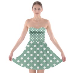 Mint Green Polka Dots Strapless Bra Top Dress by GardenOfOphir