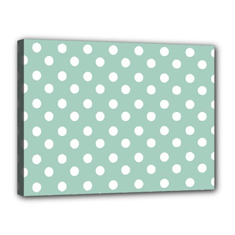 Light Blue And White Polka Dots Canvas 16  X 12  by GardenOfOphir