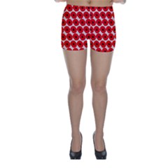 Red Peony Flower Pattern Skinny Shorts by GardenOfOphir