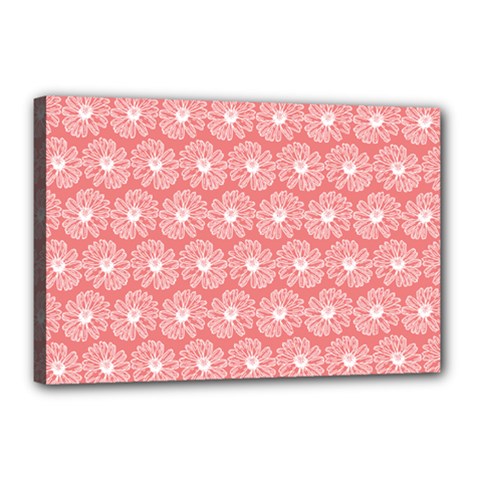 Coral Pink Gerbera Daisy Vector Tile Pattern Canvas 18  X 12  by GardenOfOphir