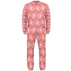 Coral Pink Gerbera Daisy Vector Tile Pattern Onepiece Jumpsuit (men)  by GardenOfOphir