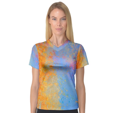 Hot And Cold Women s V-neck Sport Mesh Tee by digitaldivadesigns