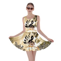 Clef With  And Floral Elements Skater Dresses by FantasyWorld7