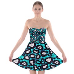 Turquoise Black Cheetah Abstract  Strapless Bra Top Dress by OCDesignss
