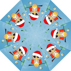 Funny, Cute Christmas Owls With Snowflakes Folding Umbrellas by FantasyWorld7