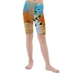Wonderful Flowers In Colorful And Glowing Lines Kid s swimwear