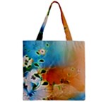 Wonderful Flowers In Colorful And Glowing Lines Zipper Grocery Tote Bags