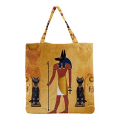 Anubis, Ancient Egyptian God Of The Dead Rituals  Grocery Tote Bags by FantasyWorld7