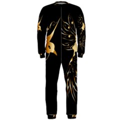 Beautiful Bird In Gold And Black Onepiece Jumpsuit (men) 