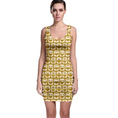 Olive And White Owl Pattern Bodycon Dresses by GardenOfOphir
