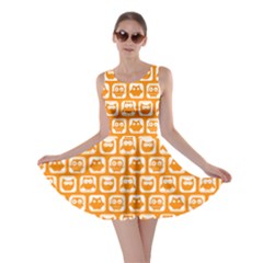 Yellow And White Owl Pattern Skater Dresses by GardenOfOphir