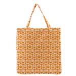 Yellow And White Owl Pattern Grocery Tote Bags