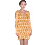 Yellow And White Owl Pattern Long Sleeve Nightdresses