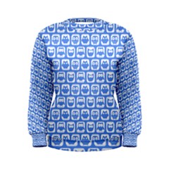 Blue And White Owl Pattern Women s Sweatshirts by GardenOfOphir