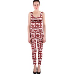 Red And White Owl Pattern Onepiece Catsuits by GardenOfOphir