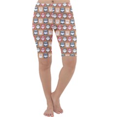 Colorful Whimsical Owl Pattern Cropped Leggings by GardenOfOphir