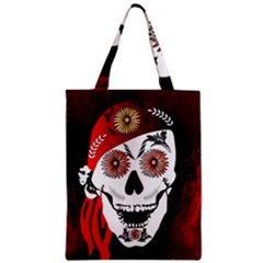 Funny Happy Skull Zipper Classic Tote Bags by FantasyWorld7