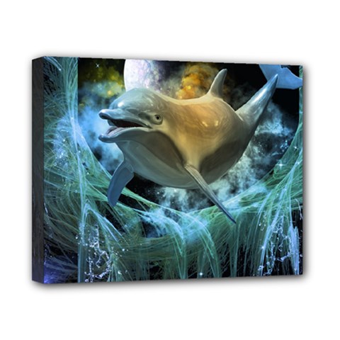 Funny Dolphin In The Universe Canvas 10  X 8 