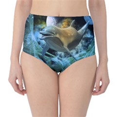 Funny Dolphin In The Universe High-waist Bikini Bottoms